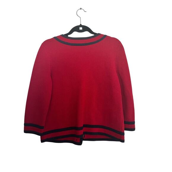Talbots Women's Red & Black Trim Cardigan Sweater Size Small - Picture 3 of 4